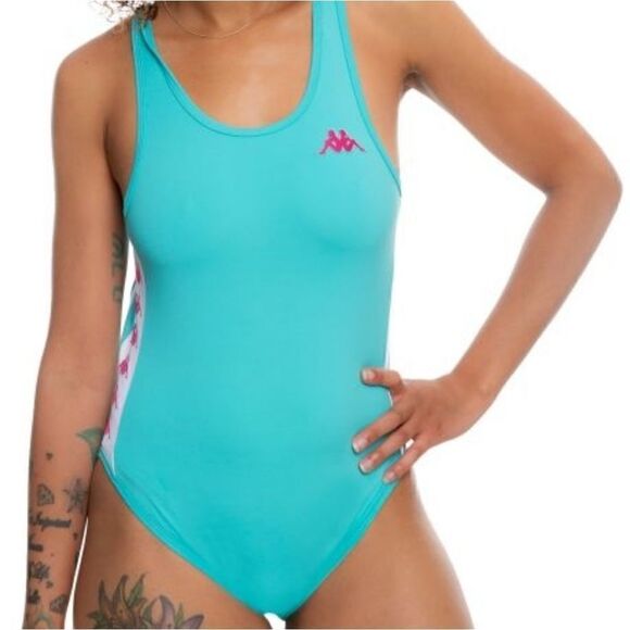 Kappa 222 Banda Aubre Bodysuit in Aqua Green White - Picture 3 of 5
